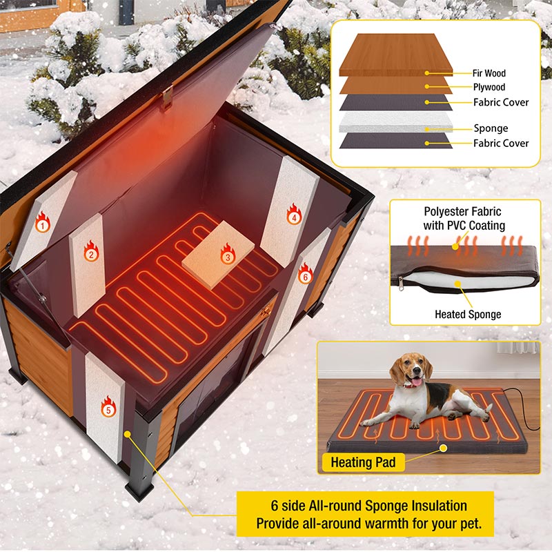 Aivituvin-AIR74-IN-HP Heated Outdoor Dog House| Removable Liner and Heating Pad
