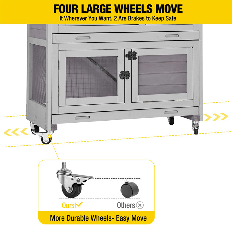 Aivituvin AIR77-CA Outdoor Indoor Bunny Hutch With Wheels