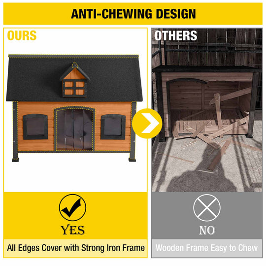 Aivituvin-AIR90 Premium Wooden Dog House | Iron Frame and Asphalt Roof
