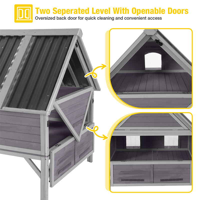 Aivituvin-AIR7034-IN-HP Heated Wooden Cat House with Insulation | Waterproof Roof