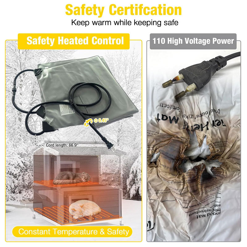 Aivituvin-AIR33-IN-HP 2-Story Outdoor Heated Cat House with Adjustable Heating Pad | Insulation Liner