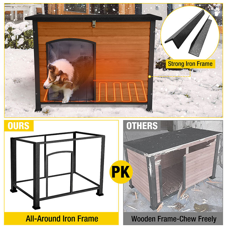 Aivituvin-AIR74/76-IN-HP 33.5"L/43.3"L Heated Outdoor Dog House| Removable Liner and Heating Pad