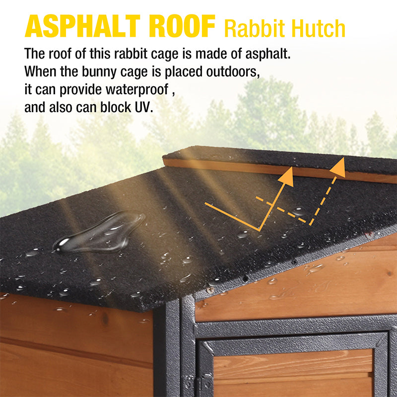 Aivituvin-AIR19-X Chew-Resistant Metal Frame Rabbit Hutch, Rabbit House with Wheels