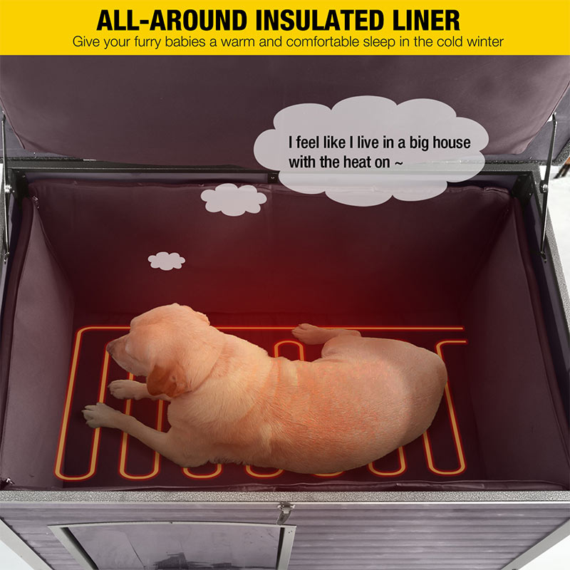 Aivituvin-AIR73/74/76-IN-HP 33.5"L/43.3"L Heated Outdoor Dog House| Removable Liner and Heating Pad