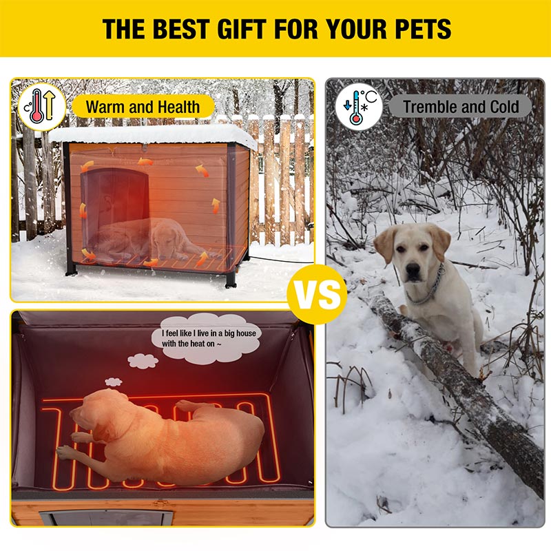 Aivituvin-AIR74/76-IN-HP 33.5"L/43.3"L Heated Outdoor Dog House| Removable Liner and Heating Pad