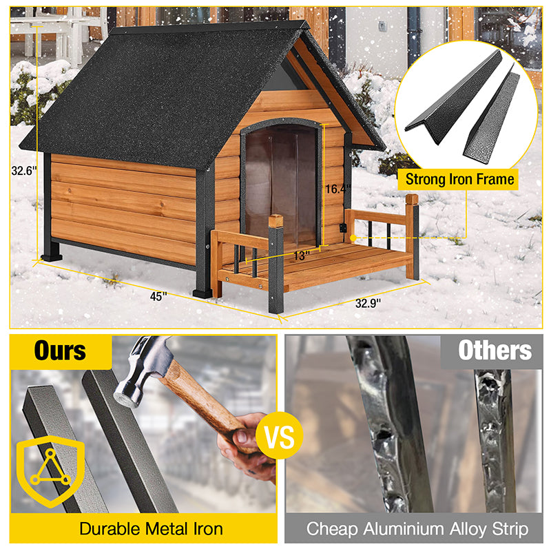 Aivituvin-AIR80-IN-HP 32.9"L/37.4"L Large Heated Dog House with Heating Pad | Insulation Liner