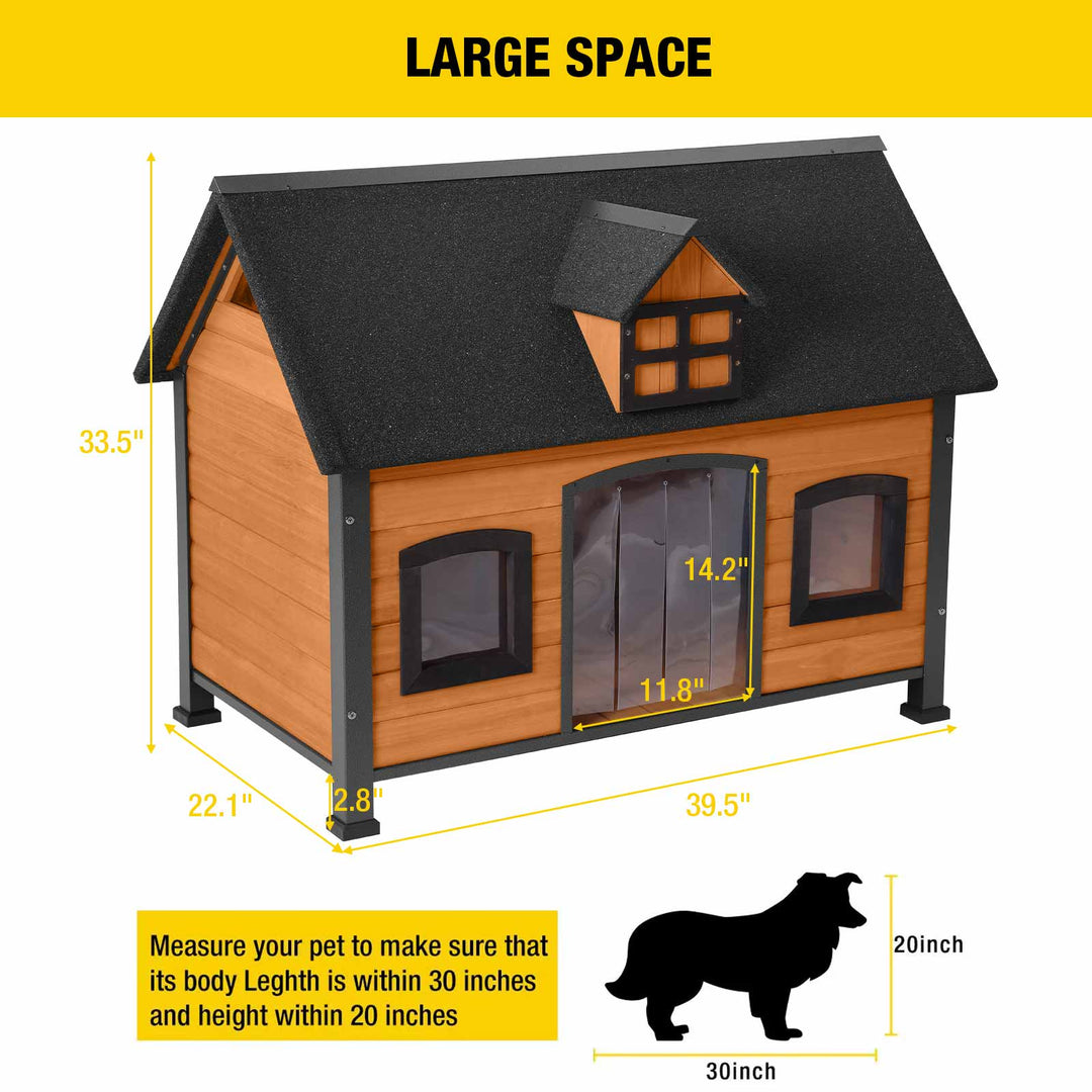 Aivituvin-AIR90 Premium Wooden Dog House | Iron Frame and Asphalt Roof