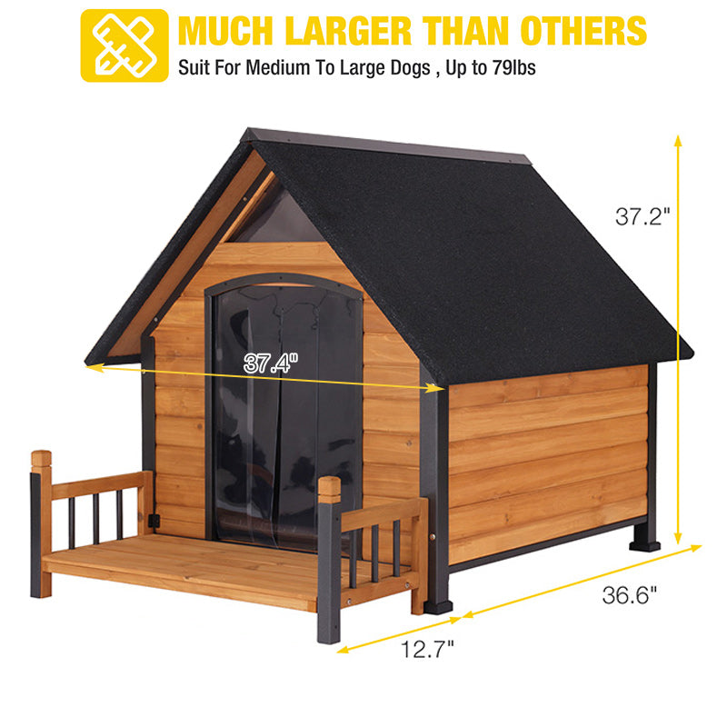 Aivituvin-AIR80-IN-HP 32.9"L/37.4"L Large Heated Dog House with Heating Pad | Insulation Liner