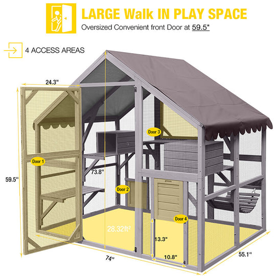 Aivituvin-AIR52-M Outdoor Cat Run | Large Cat Enclosure