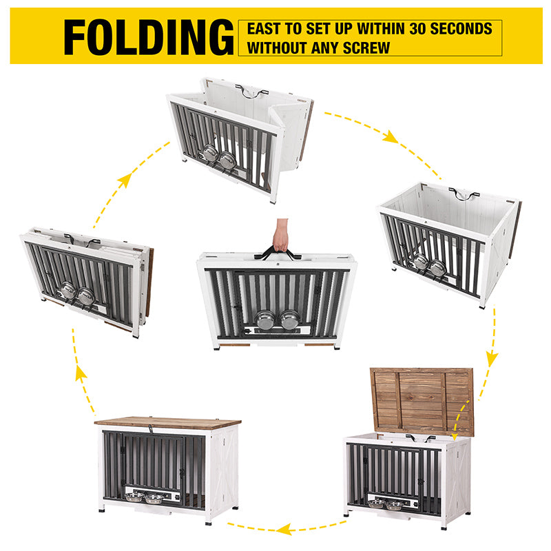 Aivituvin-AIR100 Wooden Dog Crate with Folding Design | Strong Iron Door