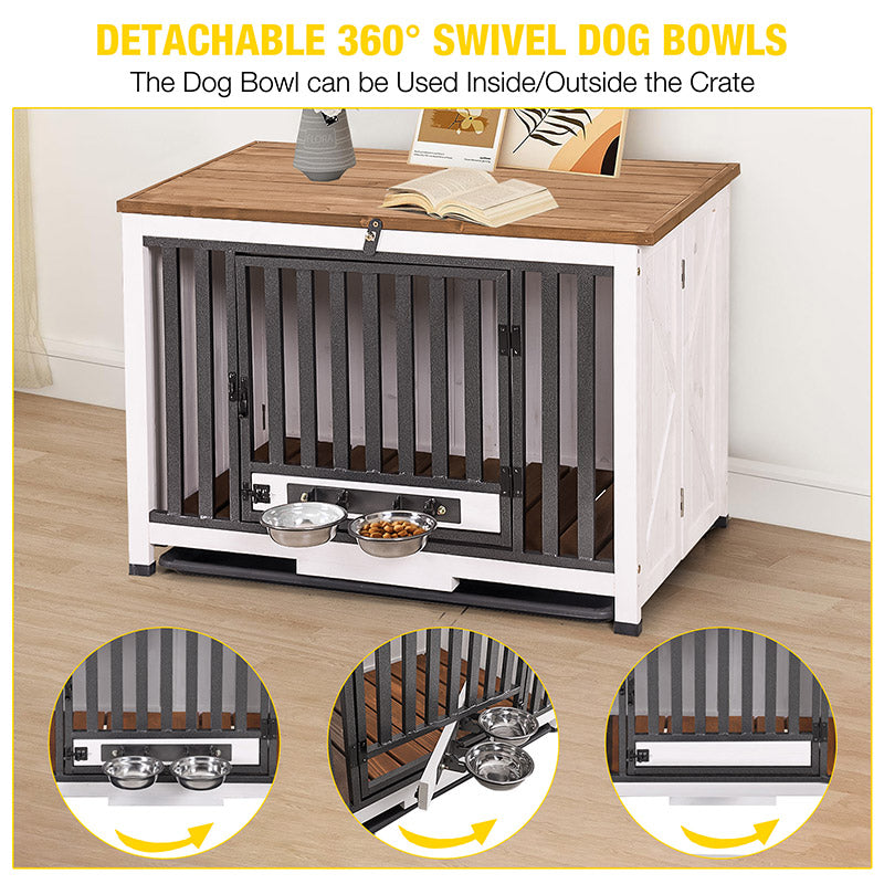 Aivituvin-AIR100 Wooden Dog Crate with Folding Design | Strong Iron Door