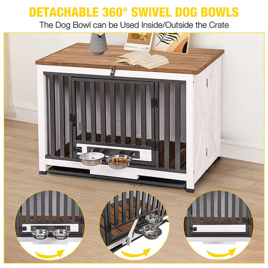 Aivituvin-AIR100 Wooden Dog Crate with Folding Design | Strong Iron Door
