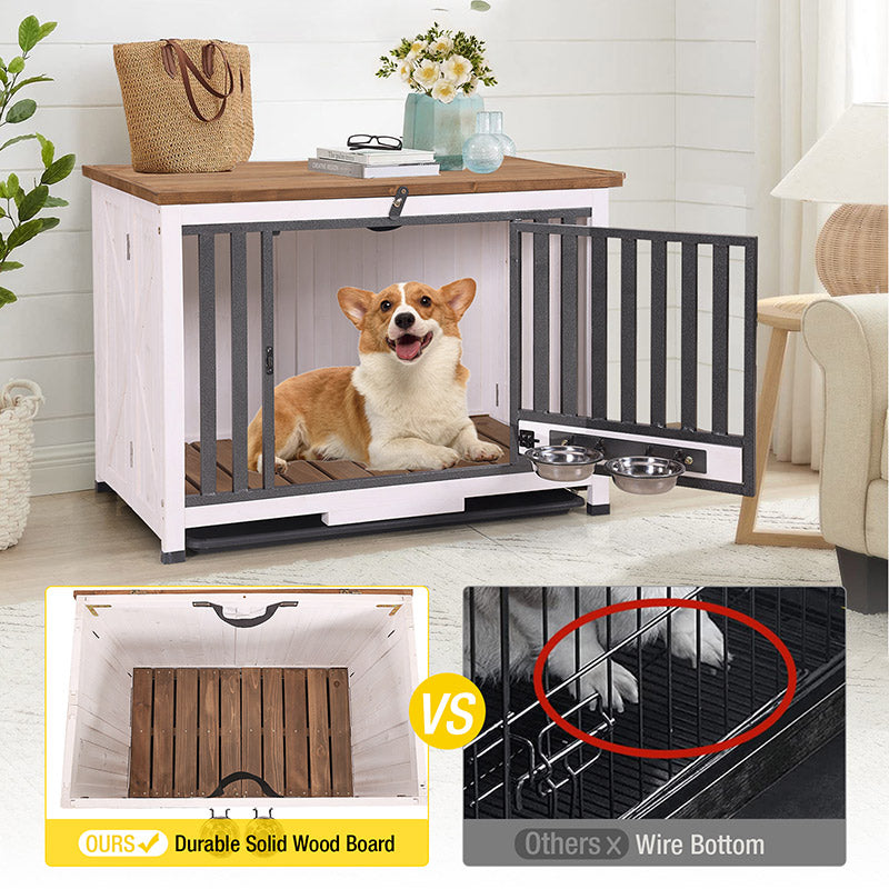 Aivituvin-AIR100 Wooden Dog Crate with Folding Design | Strong Iron Door