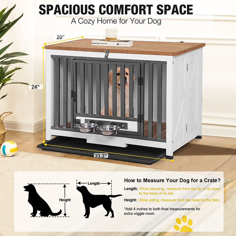 Aivituvin-AIR100 Wooden Dog Crate with Folding Design | Strong Iron Door
