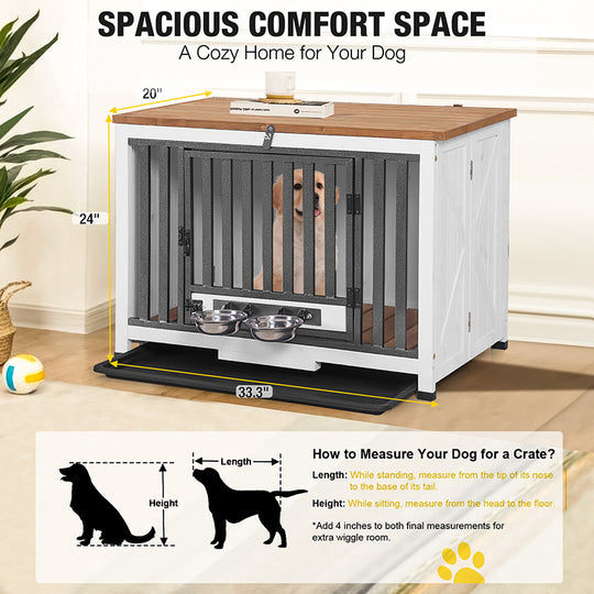 Aivituvin-AIR100 Wooden Dog Crate with Folding Design | Strong Iron Door
