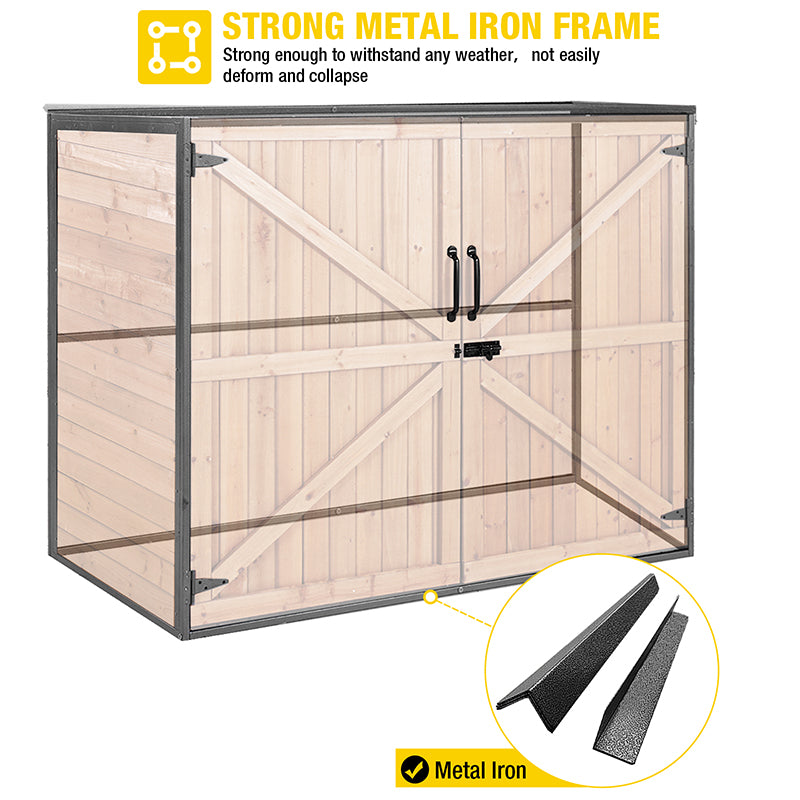 Aivituvin-AIR105 Aivituvin Outdoor Storage Shed | Metal Frame|Storage Cabinet 4.2 ft. x 2.3 ft.