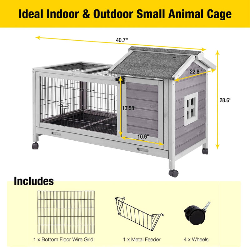 Aivituvin-AIR24-CA Rabbit Hutch | Outdoor Bunny Cage (Inner Space 4.84ft²)
