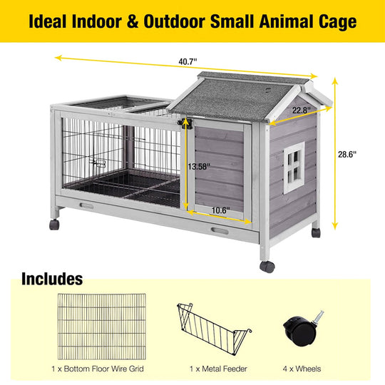 Aivituvin-AIR24-CA Rabbit Hutch | Outdoor Bunny Cage (Inner Space 4.84ft²)