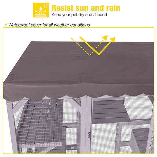 Aivituvin-AIR37-M 62.6"L Walk-in Large Cat Enclosure with Roof Tarp - Connects to Windows or Cat Doors