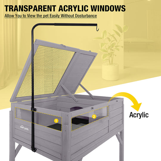 Aivituvin-AIR70 Wooden Tortoise House | Large Turtle Habitat with Legs