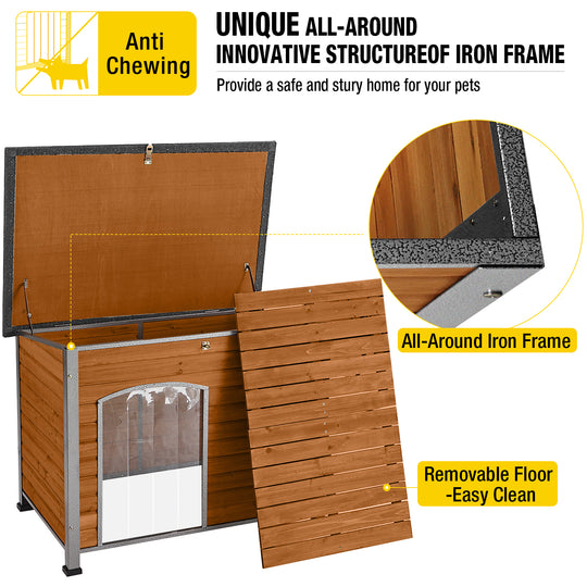 Aivituvin-AIR74/75/76 33.5"L/43.3"L Wooden Heavy Duty Dog Crates House| Strong Iron Frame