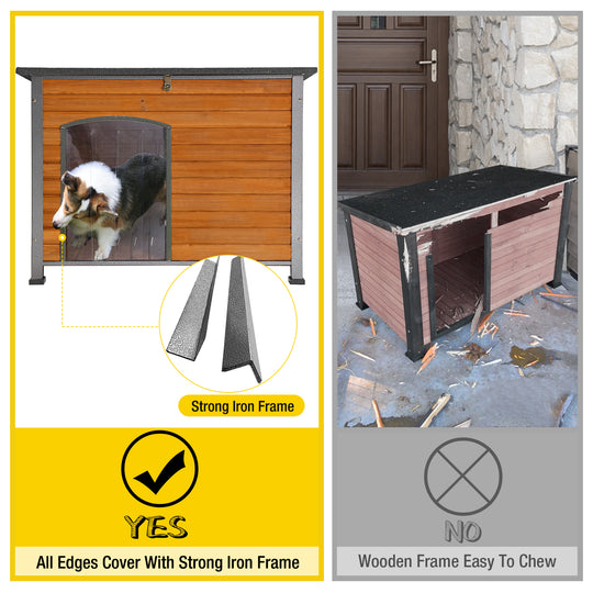 Aivituvin-AIR74/75/76 33.5"L/43.3"L Wooden Heavy Duty Dog Crates House| Strong Iron Frame