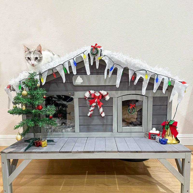 Aivituvin-AIR92 Premium Wooden Cat House for Feral Cats |Weatherproof Shelter