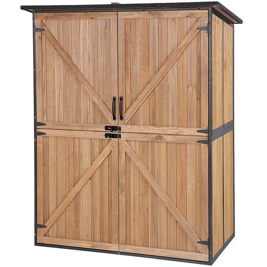 Aivituvin-AIR98/98-B Wooden Garden Shed with Metal Frame | Adjustable Shelf for Outdoor Storage