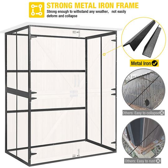 Aivituvin-AIR98/98-B Wooden Garden Shed with Metal Frame | Adjustable Shelf for Outdoor Storage