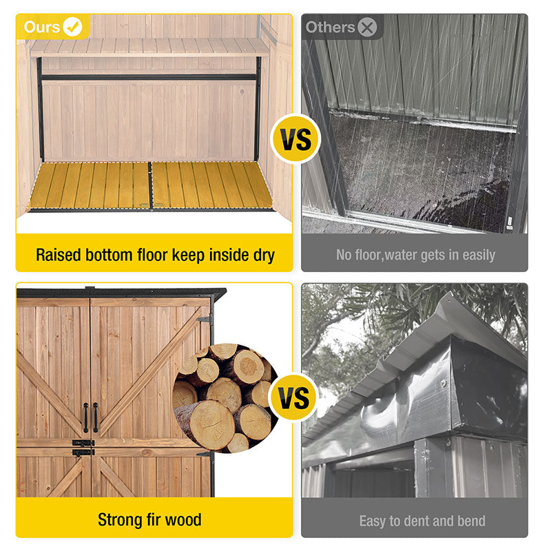 Aivituvin-AIR98/98-B Wooden Garden Shed with Metal Frame | Adjustable Shelf for Outdoor Storage