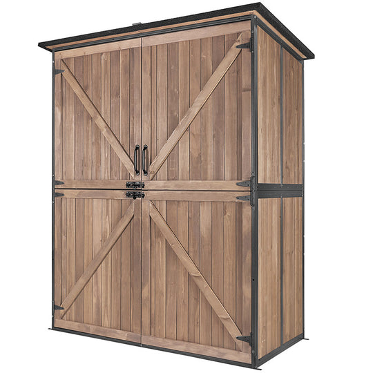 Aivituvin-AIR98/98-B Wooden Garden Shed with Metal Frame | Adjustable Shelf for Outdoor Storage