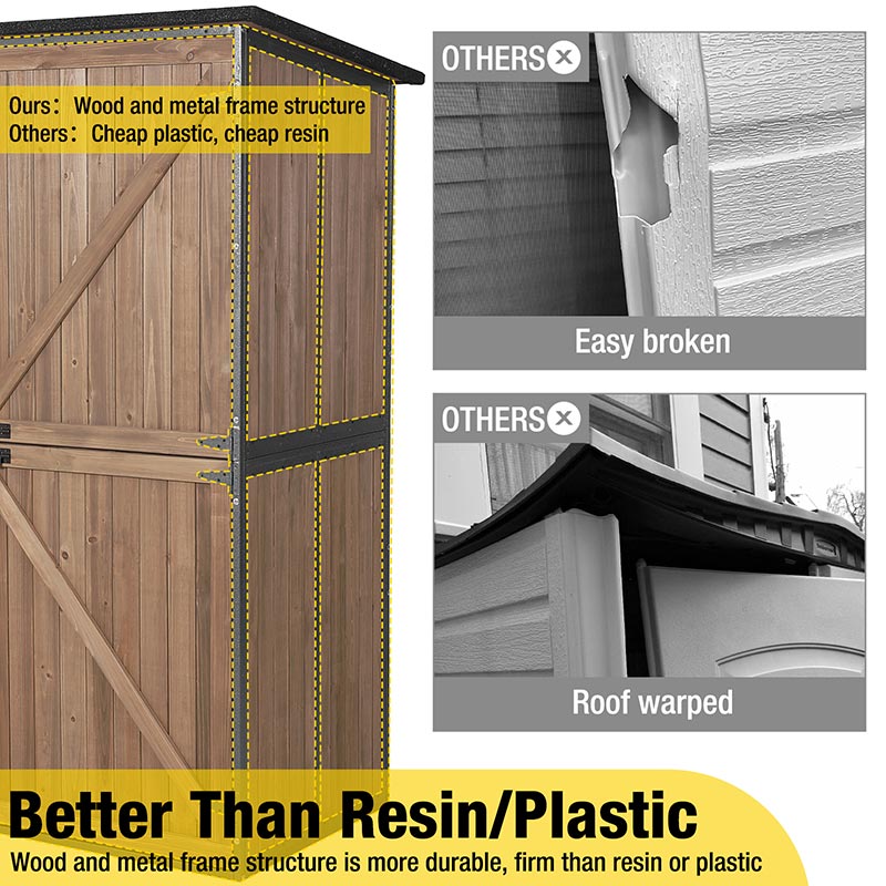 Aivituvin-AIR98/98-B Wooden Garden Shed with Metal Frame | Adjustable Shelf for Outdoor Storage