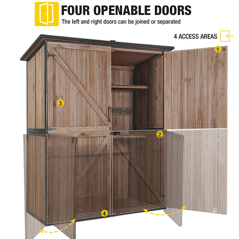 Aivituvin-AIR98/98-B Wooden Garden Shed with Metal Frame | Adjustable Shelf for Outdoor Storage