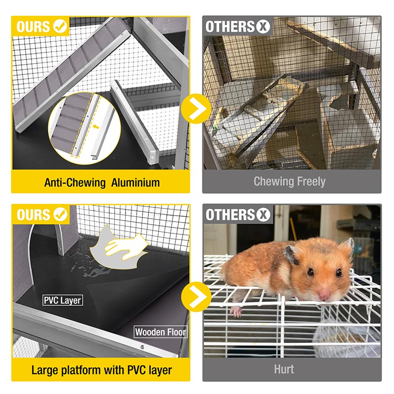 Aivituvin-AIR38-1 5 Levels Wooden Chinchilla Ferret Cage | Chew-Resistant Habitat