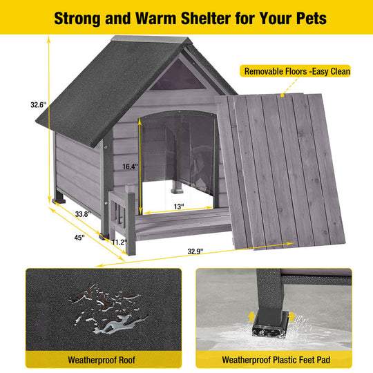 Aivituvin-AIR80-IN-HP 32.9"L/37.4"L Large Heated Dog House with Heating Pad | Insulation Liner