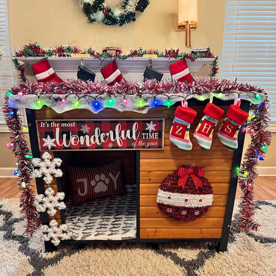 Aivituvin-AIR74/75/76 33.5"L/43.3"L Wooden Heavy Duty Dog Crates House| Strong Iron Frame