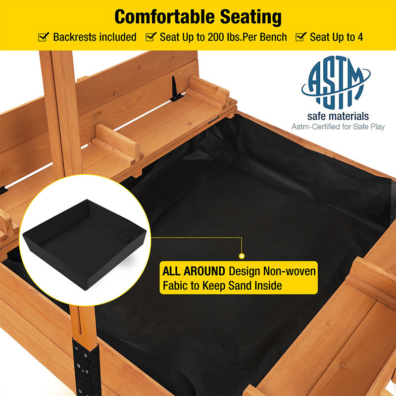 Aivituvin-GUT05/08-CA Kids Sandbox With Cover and Bench