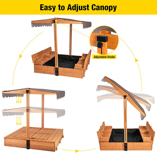Aivituvin-GUT05/08-CA Kids Sandbox With Cover and Bench