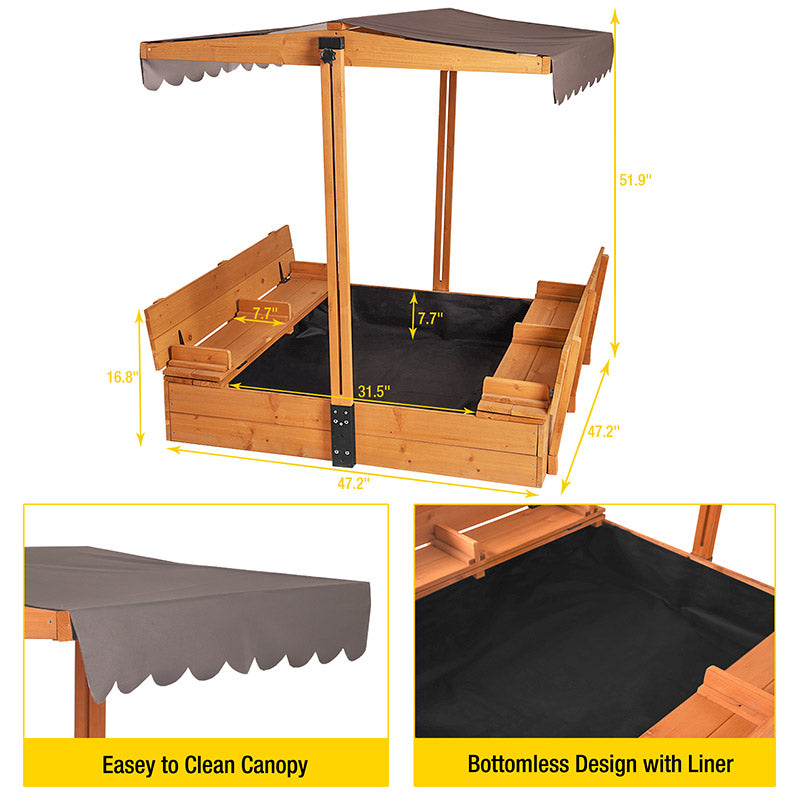 Aivituvin-GUT05/08-CA Kids Sandbox With Cover and Bench