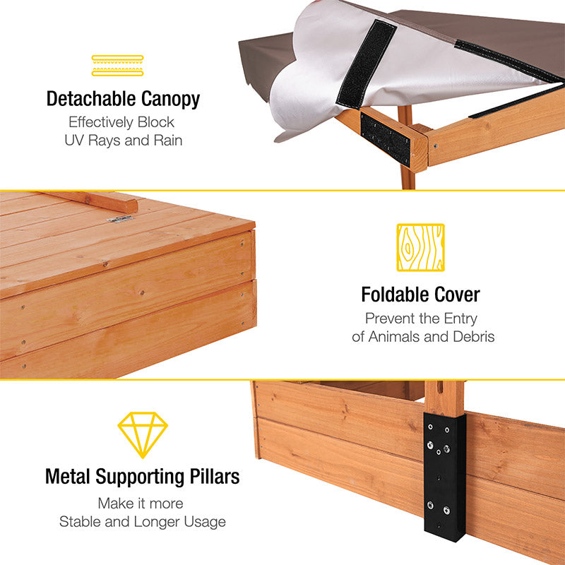 Aivituvin-GUT05/08-CA Kids Sandbox With Cover and Bench