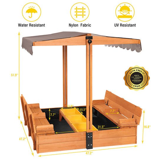 Aivituvin-GUT05/08-CA Kids Sandbox With Cover and Bench