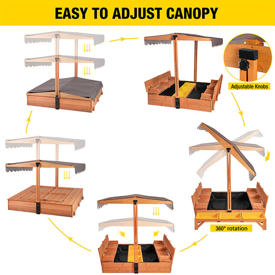 Aivituvin-GUT05/08-CA Kids Sandbox With Cover and Bench