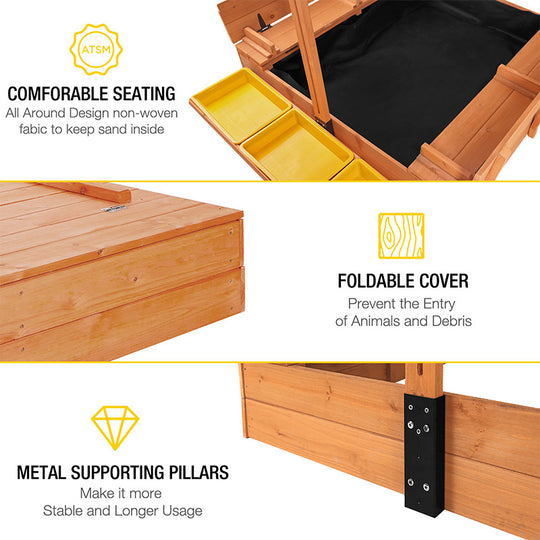 Aivituvin-GUT05/08-CA Kids Sandbox With Cover and Bench