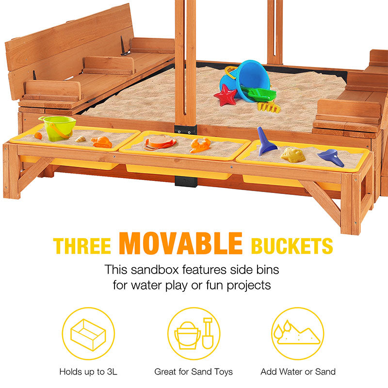 Aivituvin-GUT05/08-CA Kids Sandbox With Cover and Bench