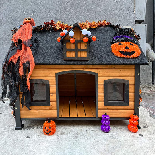 Aivituvin-AIR90 Premium Wooden Dog House | Iron Frame and Asphalt Roof