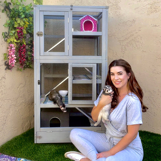 Aivituvin-AIR38-1 5 Levels Wooden Chinchilla Ferret Cage | Chew-Resistant Habitat