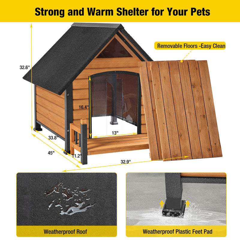 Aivituvin-AIR80-IN-HP 32.9"L/37.4"L Large Heated Dog House with Heating Pad | Insulation Liner