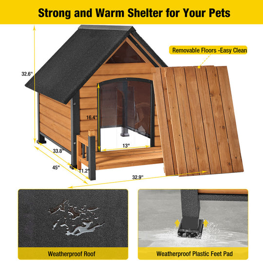 Aivituvin-AIR80-IN-HP 32.9"L/37.4"L Large Heated Dog House with Heating Pad | Insulation Liner