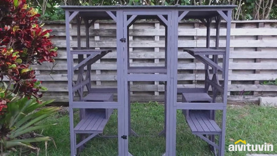 Aivituvin-AIR37 71.1"L Walk-in Extra Large Outdoor Cat Enclosure Connected To House