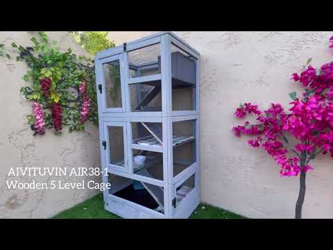 Aivituvin-AIR38-1 5 Levels Wooden Chinchilla Ferret Cage | Chew-Resistant Habitat